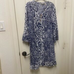 Soft Surroundings Navy and White Swim Cover-Up